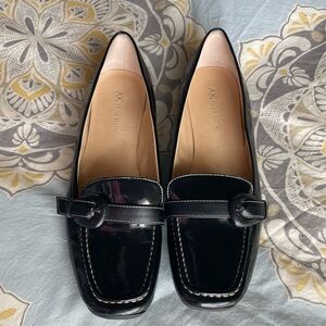 Black patent leather flats/loafers. Anne Klein size 9.5. Good condition